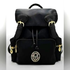 Valentino Orlandi Black Nylon Backpack W/Wallet TSA Carry On Approved NWT
